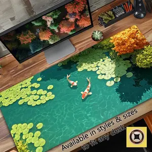 [SALE OFF 40%] [Freeship] [USA Only] Serene Koi Fish Pond Desk Mat, Playmat Mousepad, Big Giant Lofi Desk Decor, Gaming Mouse Pad, Extended Mousemat