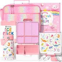 C4. White Dinosaur Bento Lunch Thermos Set