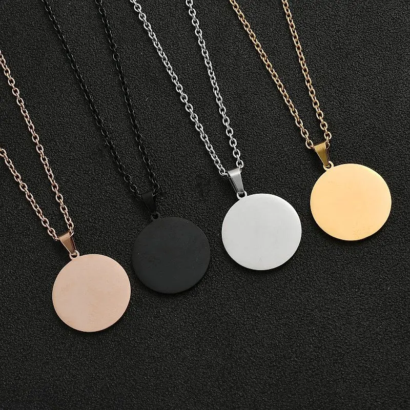 Women's 10-Piece Stainless Steel Jewelry Blank Pendant Necklace Set, Minimalist 304 Stainless Steel Mirror Polish Finish, Casual Female Multi-Size 10mm & 25mm Necklaces