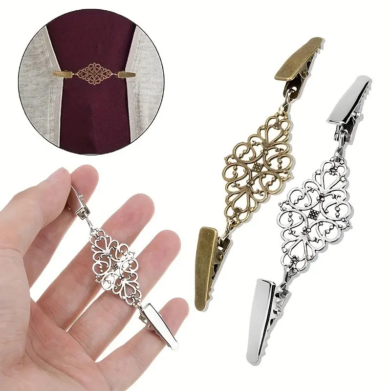 1PC Vintage Dress Button, Cardigan Clip, Shawl Shirt Sweater Collar Clip Geometric Hollow Shirt Button Garment Decorative Brooch