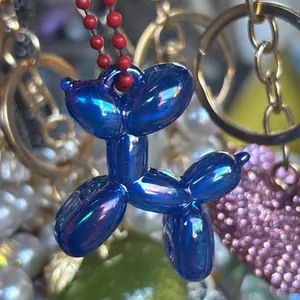 LAEKOU Jelly Balloon Dog Design Keychain for Women, Cute Girls Key Chain, Bag Charms Accessories for Car Purse Backpack