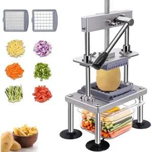 French fry cutter multi functional vegetable chopper commercial manual dicer potato cutter stainless steel with blades great for potatoes carrots cucumbers onion yam tomatoes bell pepper