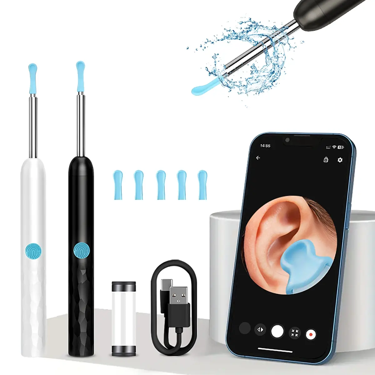Earwax Remover Kit with Camera, Ear Canal Cleaner Otoscope with Light, Suitable for All Mobile Phones, Includes Ear Pick