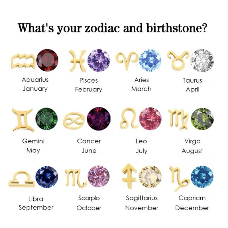 Zodiac Birthstone Necklace | Dainty Crystal Birthstone Necklace | Gold Stainless Steel | Gemstone Jewelry | Hypoallergenic Jewelry | Natural Crystals