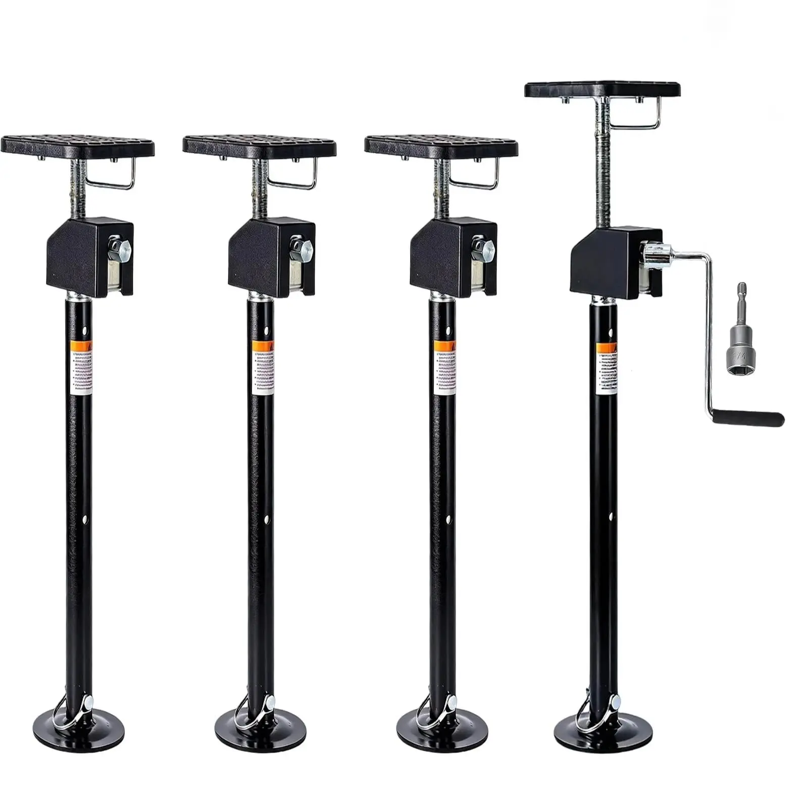 Garvee Upgraded Heavy Duty RV Slide-Out Stabilizer Jack Set – 4-Pack Camper Support Jacks with Flat Top Support Blocks, Adjustable 20–49 Inch Height, Includes Hand Crank for Travel Trailer & RV Extension Room Stabilization