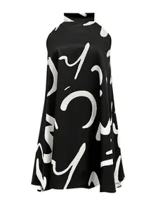 Random Print Asymmetrical Halter Dress | Bohemian Casual Vacation Party Dress for Women