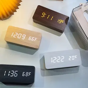 Simple Wooden Alarm Clock, USB Powered Bedside Clock for Bedroom & Study, Minimalist Fashion Home Decor Art, Modern Desk Table Clock for Living Room Office, Ideal Gift for Family Friends