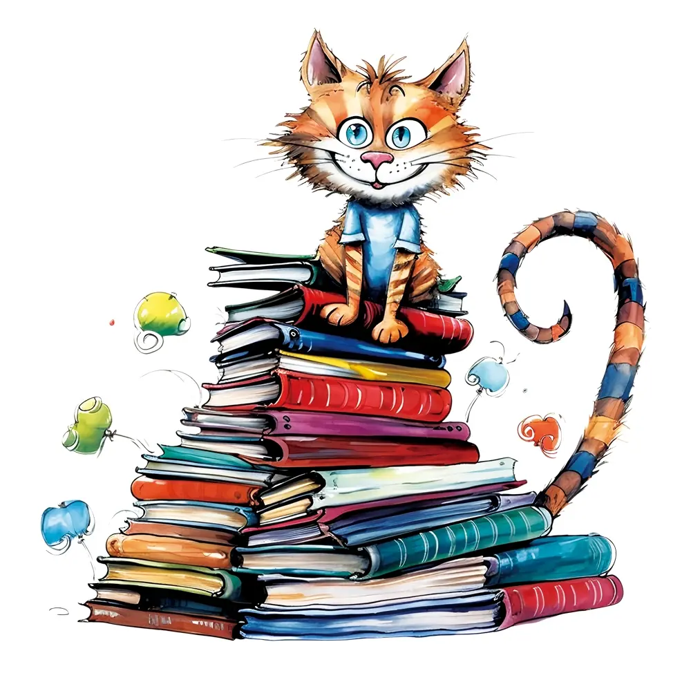 Cartoon Cat Heat Transfer Sticker, Colorful Vinyl Decal for DIY T-Shirts, Bags, Clothing, Durable Polyester Fabric, Easy Customization