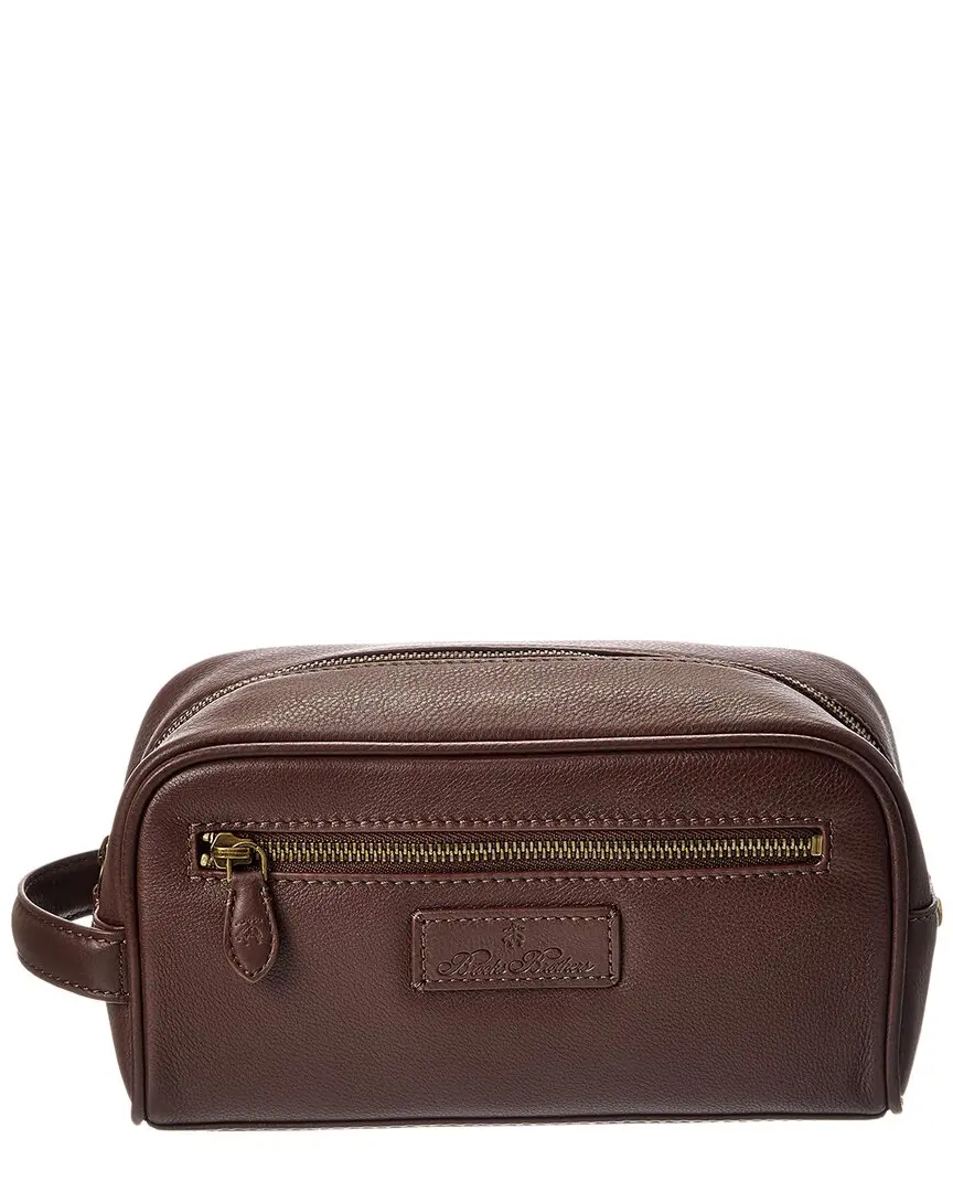 Brooks Brothers Natural Milled Textured Leather Travel Case