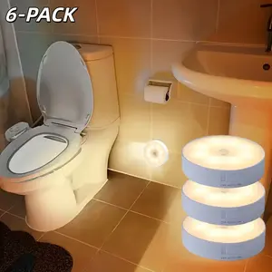 3/6pc Motion Sensor LED Night Light, Ambient Night Lights for Bathroom, Bedside, Corridor, Staircase, Cabinet, Easy Magnetic Installation, Rechargeable, Adjustable with Two Lighting Modes: Smart Sensor Mode And Constant Light Mode