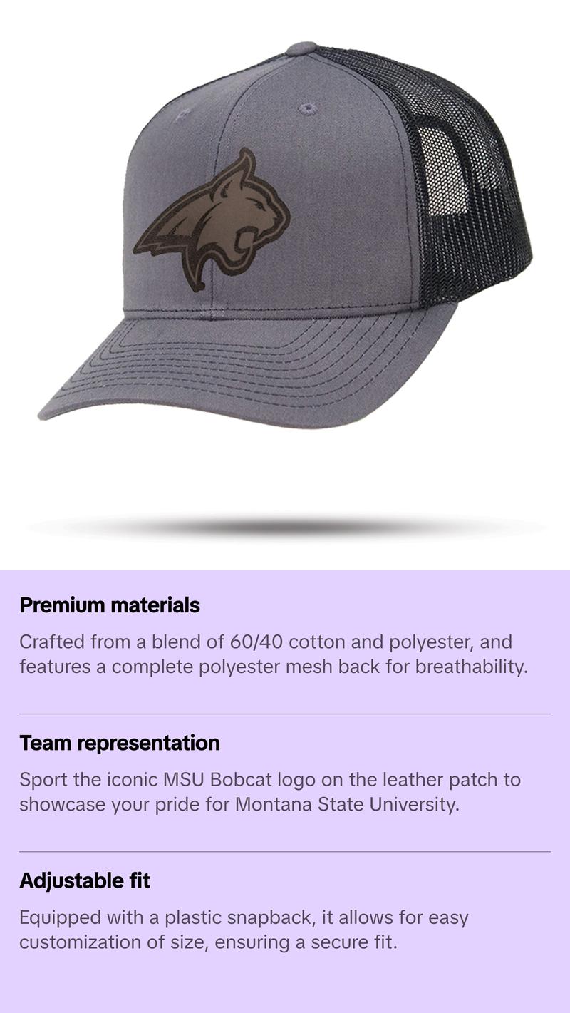 WYR Montana State University Bobcat Leather Patch Hat