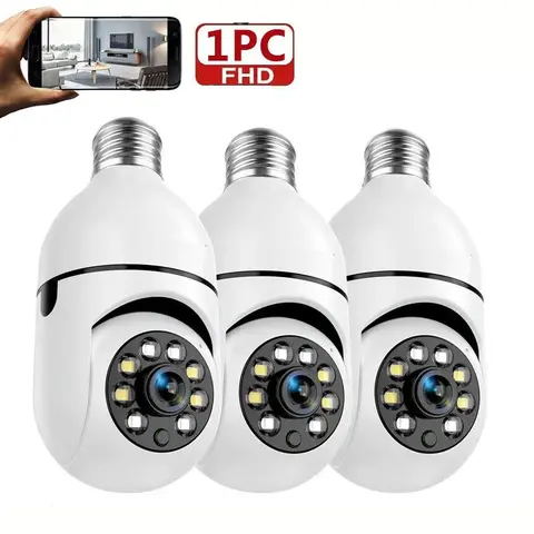 Smart Home Security Camera, 1 Count 2.4G WiFi Monitoring Camera, 1080P HD E27 Bulb Camera, Wireless Security Monitoring Camera with 355 Degree Panoramic, WiFi Surveillance Camera, WiFi Indoor Camera