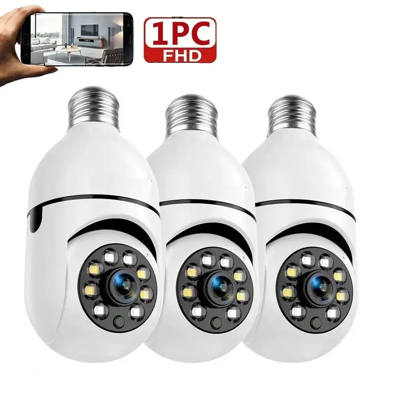 Smart Home Security Camera, 1 Count 2.4G WiFi Monitoring Camera, 1080P HD E27 Bulb Camera, Wireless Security Monitoring Camera with 355 Degree Panoramic, WiFi Surveillance Camera, WiFi Indoor Camera