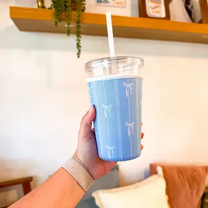 Blue Bows | Reusable Coffee Sleeve