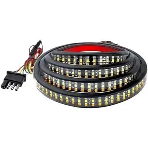 48" Truck Tailgate Light Bar, Triple Row Bright Flexible Strip w/Sequential Turn Signal Brake Reverse Light, IP67 Waterproof Stop Turn Signal Backup LED Strip for Pickup Trailer SUV