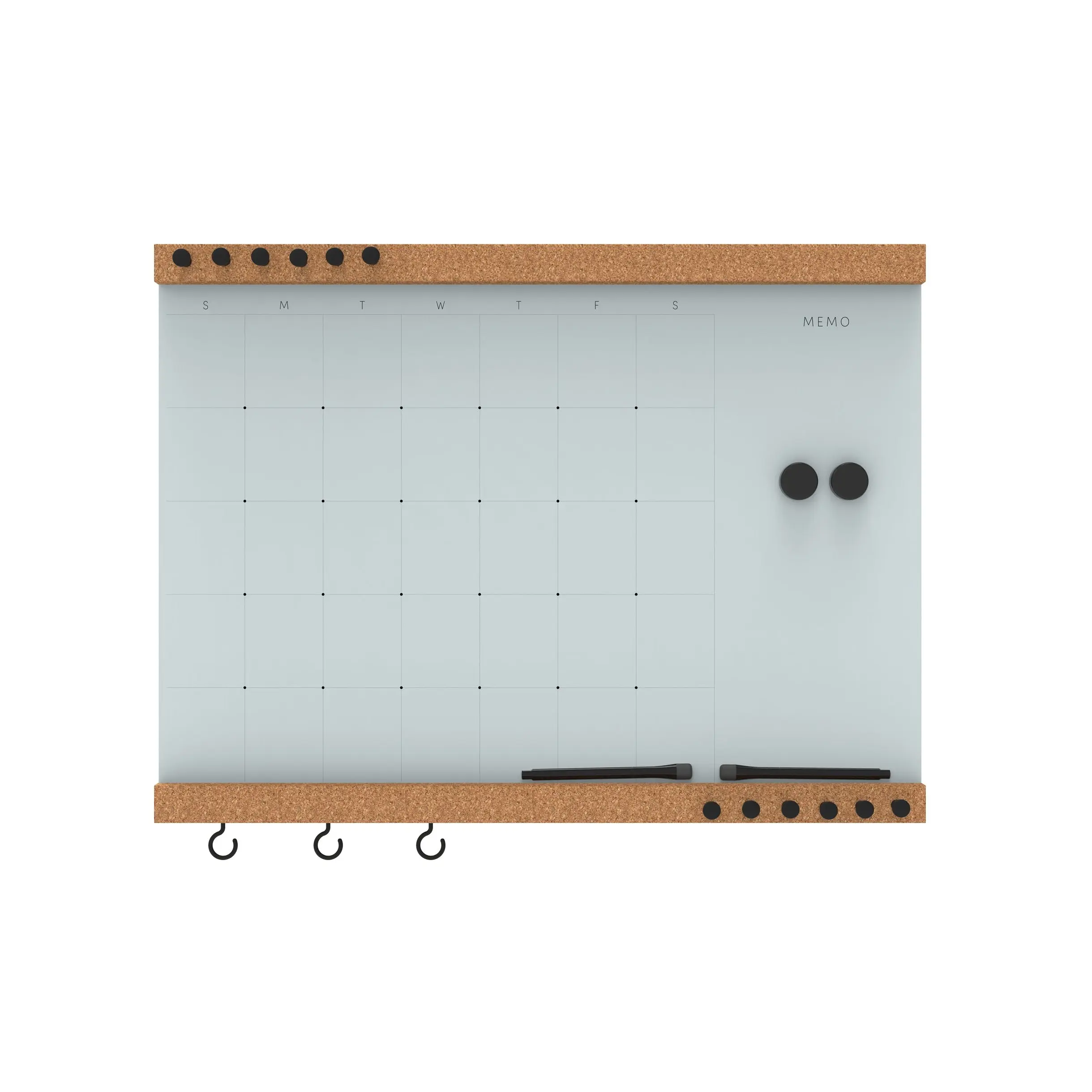 glassencorque medium monthly + memo magnetic glass dry-erase & cork board