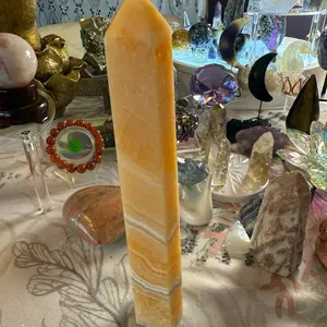 Orange Calcite Tower for Creativity & Confidence – Crystal for Joy, Motivation and Energy Boost