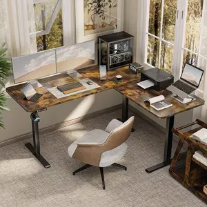 VVENACE L Shaped Standing Desk Adjustable Corner Stand up Desk 63 Inch Electric Standing Computer Workstation with 4 Preset Heights 63 Inch Organized Headphone Hook home office desk corner desk