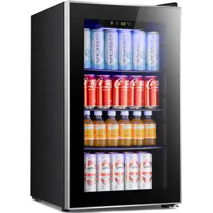 Electactic Beverage Refrigerator Cooler - 95 Can Mini Fridge Glass Door for Soda Beer Wine, 32-61℉, Quiet Compressor, Removable Shelves for Home, Office or Bar, 2.3 cu.ft