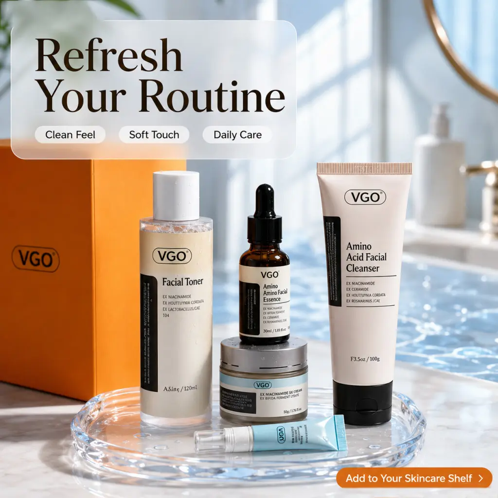VGO Skincare Five-step Routine Vitamin C Moisturizing Repair Daily Care All-in-One Set Cleanser Moisturizer-B Cleansing Moisture Maintenance Kit Ultimate Kit
