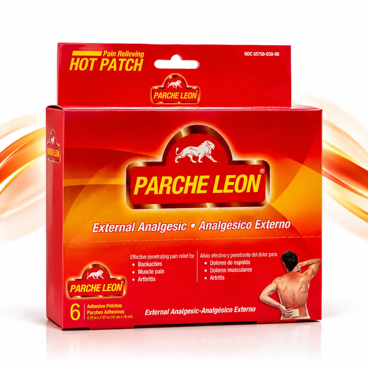 Parche de Leon Hot Patch, Warming & Cooling Adhesive Patches with Camphor, Menthol & Capsaicin, 6 Count, Up to 8 Hours