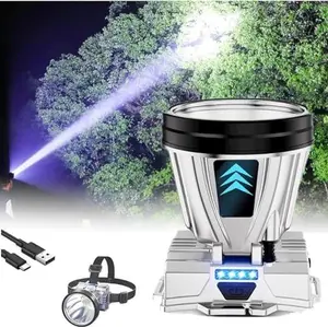 High end version Super Bright Headlamp High Power Headlight LED Rechargeable Motion Sensor Hunting head lamp Flashlight Spotlight Waterproof Light for Outdoor Fishing Camping Hiking New upgrade