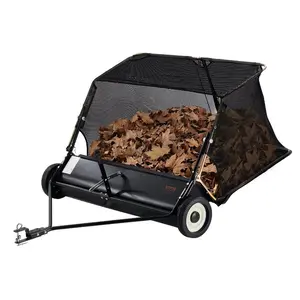 VEVOR 52-inch Lawn Sweeper Tow Behind, 26 cu. ft. Large Pull Behind Grass Sweeper, Heavy Duty Leaf Grass Collector with Dumping Rope Design, Adjustable Sweeping Height for Picking Up Debris Grass