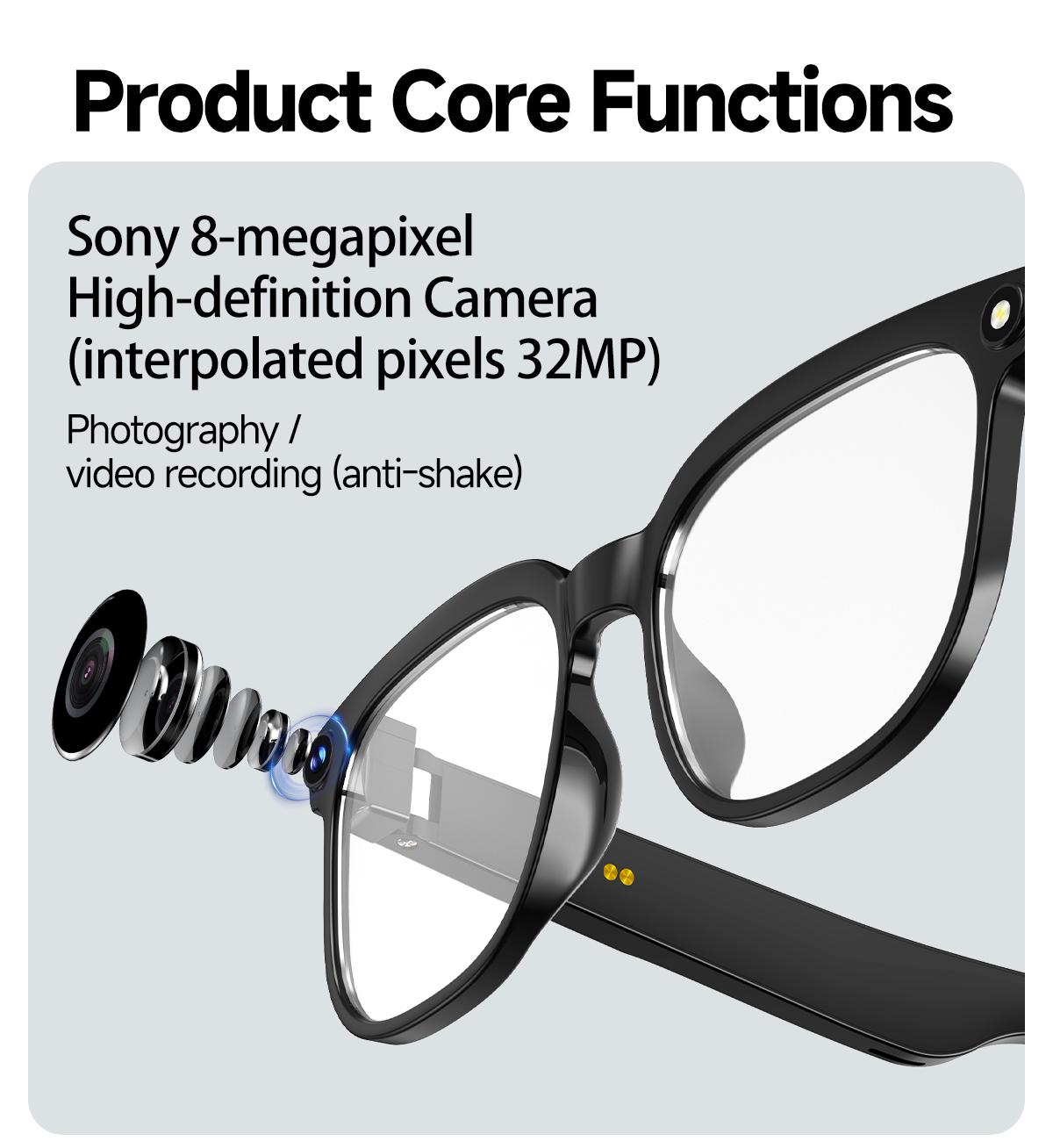 KPEP Smart AI Camera Glasses with 8MP Resolution, Button Touch Adjustment for Travel Outdoor Adventures Hands-Free Photography 160+Languages Real-Time Translation Bluetooth Wireless Wearable Video Recording Sunglasses Blue light blocking, Easter gift