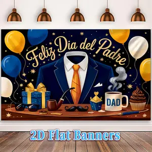 Father’s Day & Dad Party Backdrop – Tie Balloon Coffee Theme Tapestry, Wall Hanging, Photography Background, Polyester HD Print, Home, Outdoor, Celebration, Event Decor