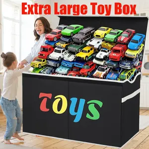 XL Toy Storage Chest with Flip-Top Lid - Collapsible Sturdy Toy Box for Kids Room - Extra Large Fabric Storage Bins for Playroom and Closet