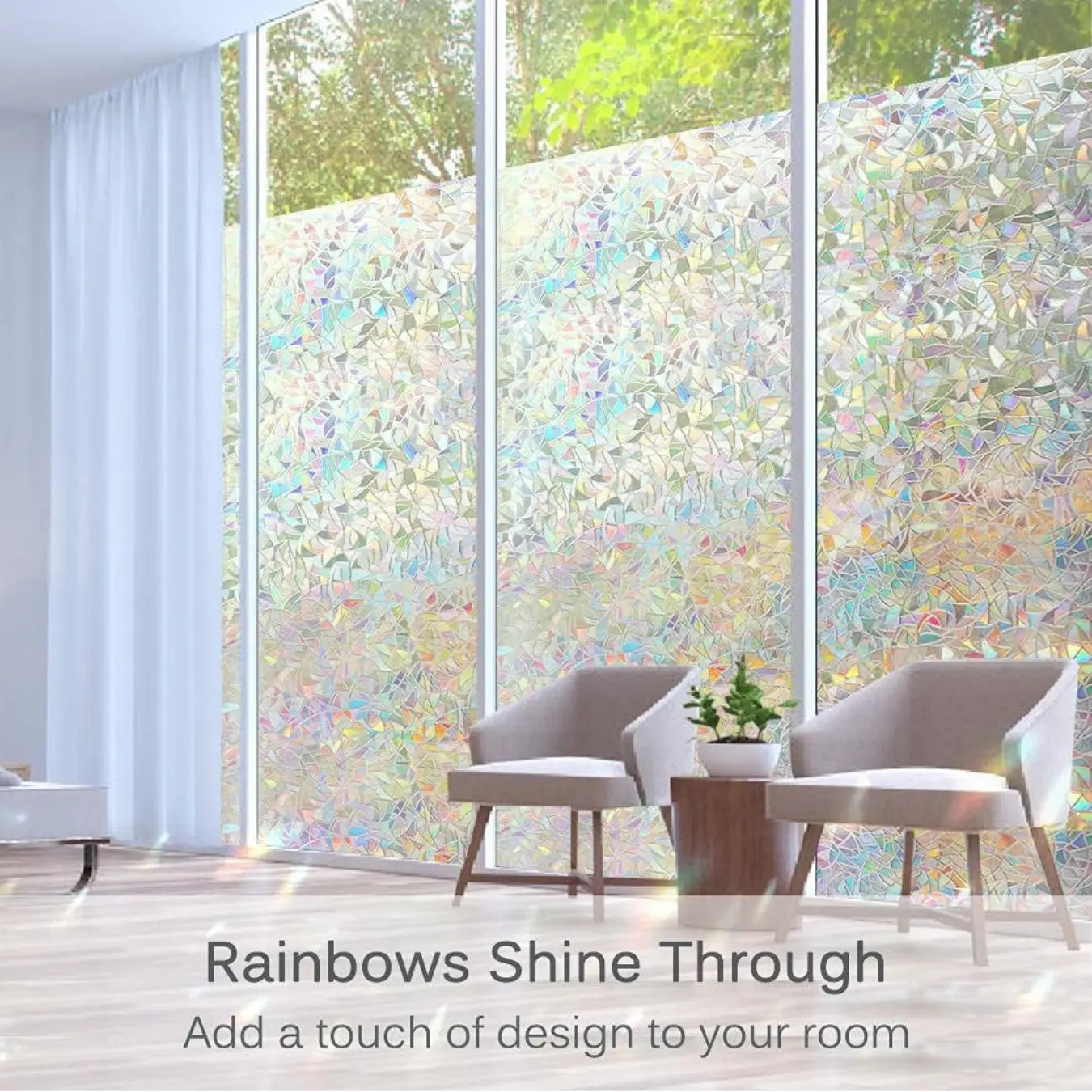 [New Deal] Window Privacy Film Static Clings Vinyl 3D Decals Stickers Rainbow Effect 17.5 x 78.7 Inches Waterproof UV Protection Heat Control Semi-Private Glass Door Film Decor Decorative