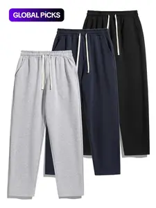Men's Thermal Lined Pants with Drawstring Waist, Relaxed Fit Loose Sweatpants Fabric for Fall & Winter, Men's Bottoms, Menswear