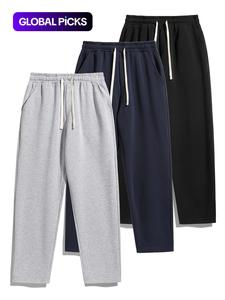 men's solid thermal lined drawstring waist pants, plain casual comfy loose fitting trousers for fall & winter, street style men's bottoms for daily wear, relaxed fit, pants for men, menswear, mens clothing