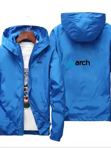 Arch Linux Hooded Windbreaker, Open-Source Os Logo Jacket, Slim-Fitting Casual Print, Perfect for Programmers & Tech Enthusiasts