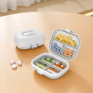 Portable Seven-Compartment Pill Box, Non-Staining Design, Daily Medication Storage Solution, Compact Travel-Friendly, Ideal for Pills and Vitamins