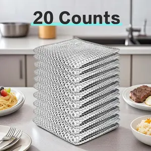 20 Count Non-Scratch Wire Dish Cloths, Multipurpose Reusable Cleaning Rags for Wet & Dry Use, Washable Kitchen Towels for Sinks, Pots and Cookware