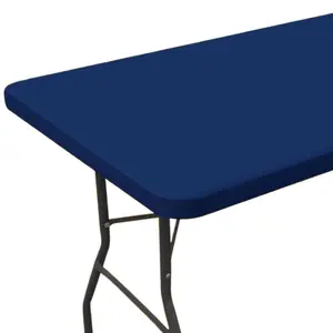 Spandex 6 Foot Rectangle Table Cloth, Elastic Fitted Tablecloths for Picnic, Stretch Washable Patio Table Cover for Outdoor, Camping, Banquet and Parties (Navy, 30"x72")