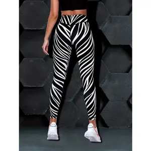 High Waist Zebra Print Leggings for Women - Stretchy, Butt Lifting, and Perfect for Yoga, Fitness, and Running
