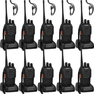Walkie talkies 10 Pack Long Range Rechargeable 2 Way Radio UHF 16- with Earpiece Li-  and Charger (Pack of 10)