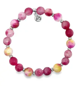 TTT Live Exclusive Fuchsia Rose Agate with Persia Jade Gemstone Bracelet