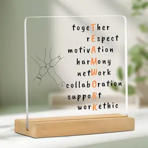 Inspirational Acrylic Desk Decor for Office Teamwork, Motivational Team and Colleague Gift, Stylish Desk Accessory for Boss, Acrylic Plaque Decor