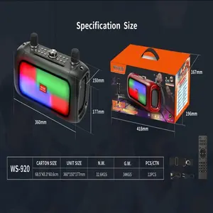 WS-920 24W Portable Outdoor Party DJ Bluetooth Karaoke Speaker + 2 Mics
