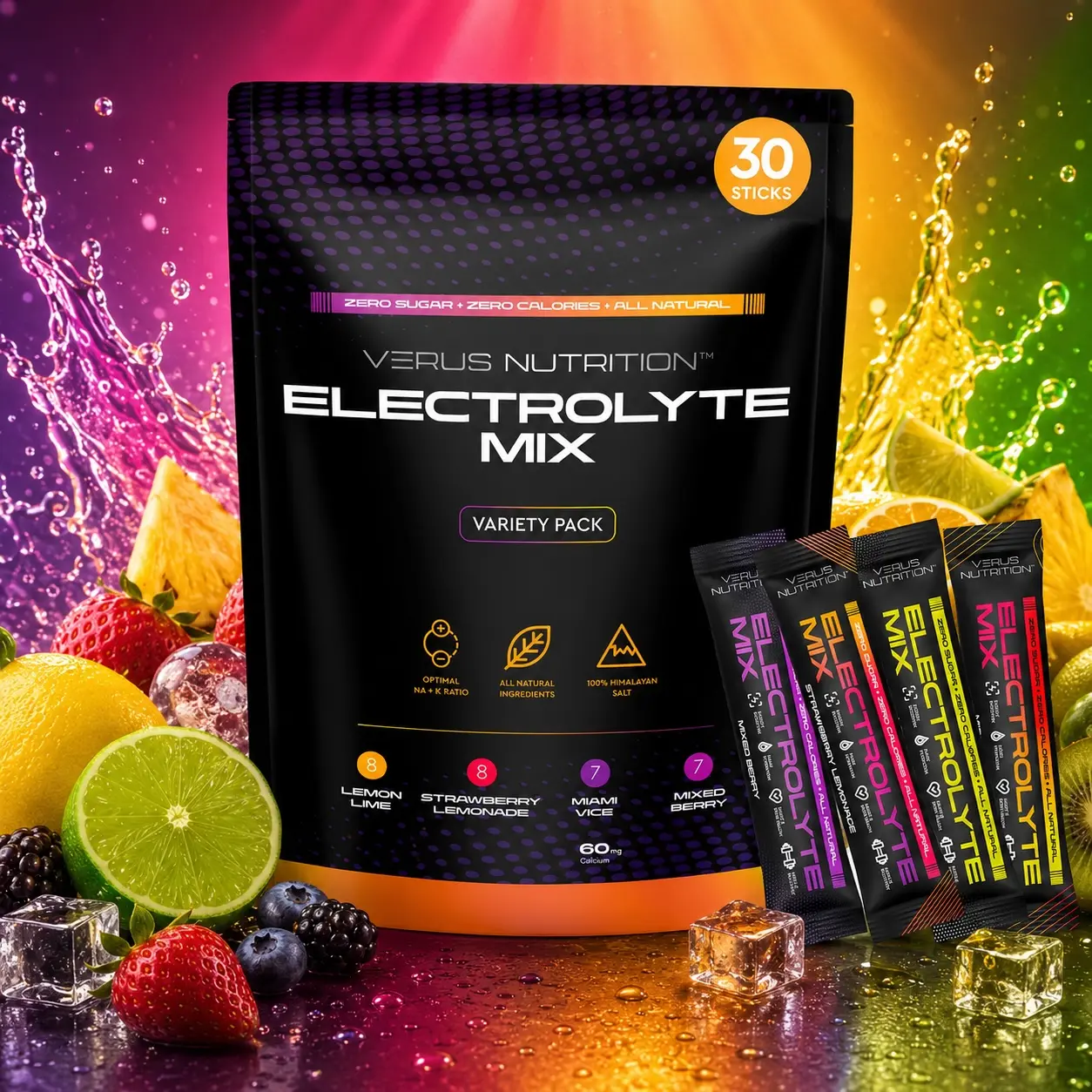 Electrolyte Hydration Powder - Zero Calorie | Sugar Free Electrolytes for Keto & Vegan | Natural Ingredients Electrolyte Mix for Energy Boost