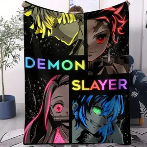 Anime Character Print Blanket, Perfect Gift for Adults, Kids, Anime Fans, Ideal for Office, Home, Camping, Warm & Cozy