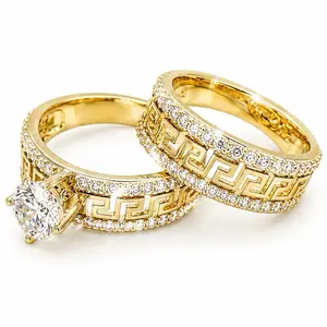 Camelia Shop Duo Ring - Elegant Gold Metal Coating, Sparkling Stone, Female Custom Engraved Name Ring, Personalized Jewelry for Engagement (Ring-7390), Engraved Name Rings