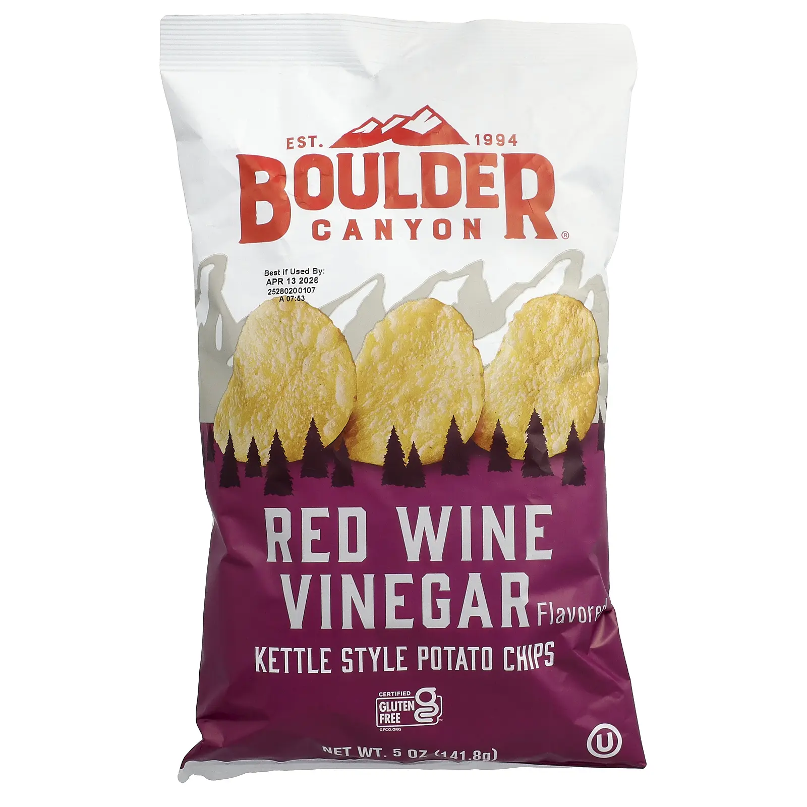 Boulder Canyon Kettle Style Potato Chips, Red Wine Vinegar, 5 oz (141.8 g)