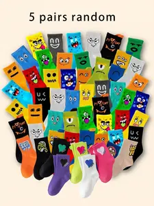 Kids Cartoon Pattern Socks, Breathable & Soft, Suitable for All Seasons, Unisex Mid-Calf Socks (ages 1-16)