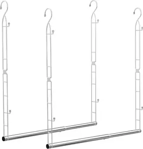 Stainless Steel Hanging Closet Rod, 2 Pack Adjustable Height & Width Closet Rod Extender, Space-Saving Closet Hanging Storage Organizer, Load up to 88LB