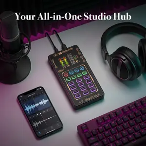 MAOMAO X55 PRO Mini Handheld Voice Changer Sound Card Set - Type-C Digital Audio Interface Mixer, Mini Microphones, Audio Equipment for Karaoke System, KTV, Streaming