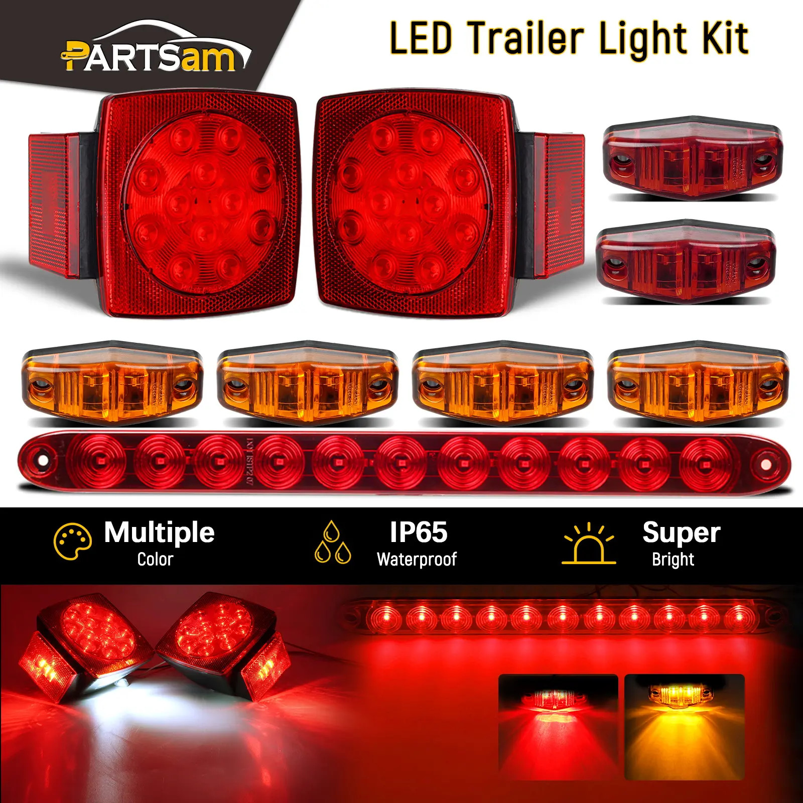 Partsam Submersible Under 80" LED Trailer Light Kit Partsam Submersible Under 80" LED Trailer Light Kit